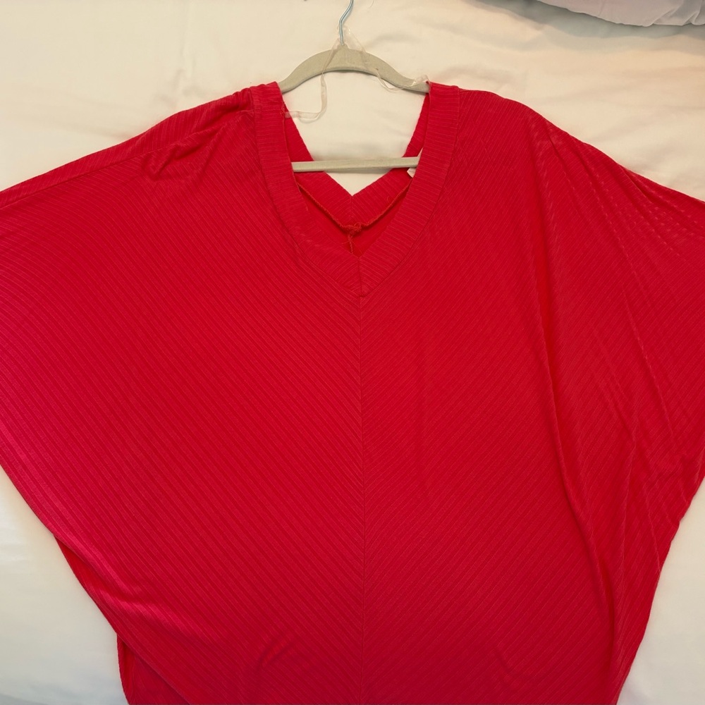 Vine & Love Red Dolman Sleeve Oversized Blouse